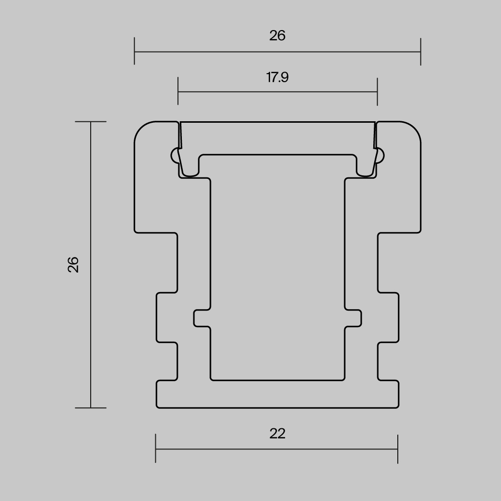 Алюминиевый профиль встраиваемый в пол 26x26 Maytoni Led Strip ALM-2626-S-2M 636016