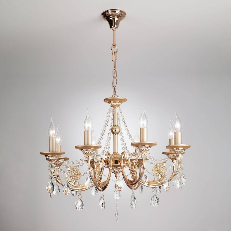 Подвесная люстра Eurosvet Cappella 10079/8 золото/прозрачный хрусталь Strotskis