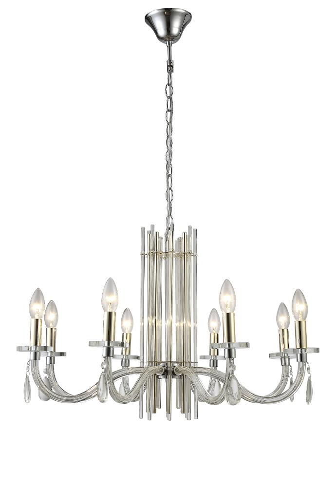 Подвесная люстра Crystal Lux AURELIO SP8 GOLD+CHROME/TRANSPARENT