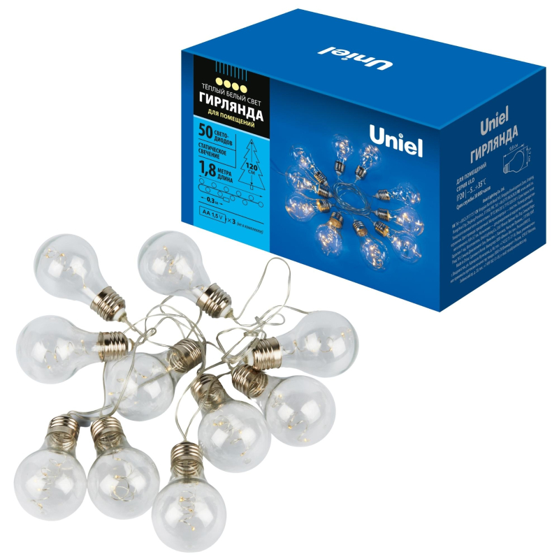Гирлянда Uniel ULD-S1800-050/STB/3AA WARM WHITE IP20 RETRO BULBS-1