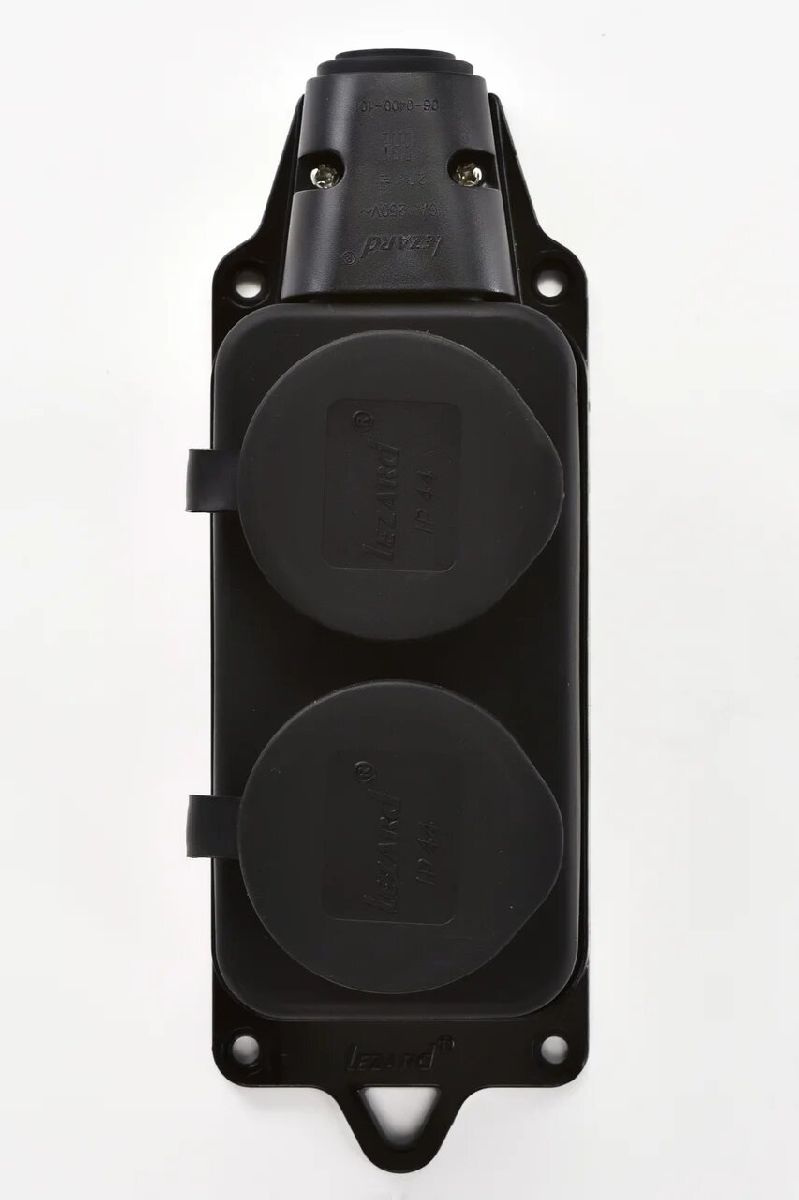 Розетка наружная двойная с заглушками Lezard Каучук 106-0400-0110/110