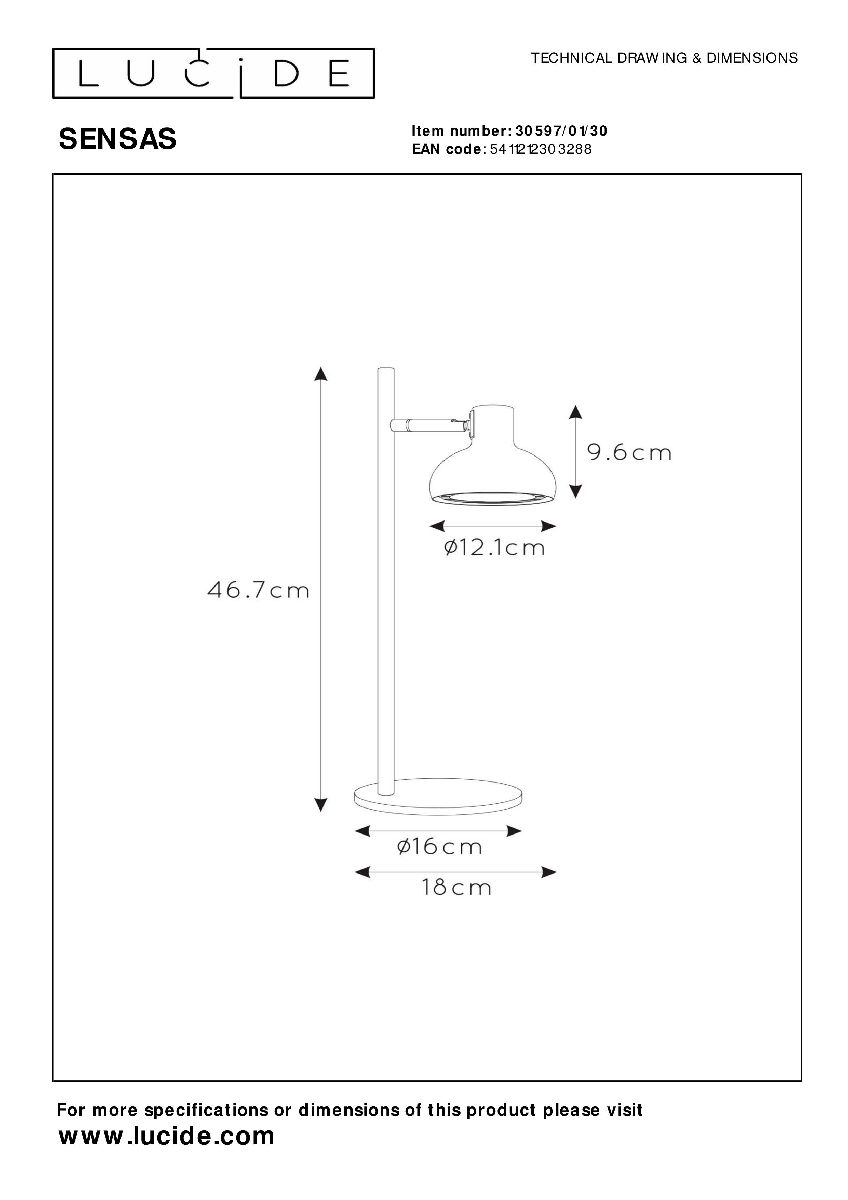 Настольная лампа Lucide Sensas 30597/01/30