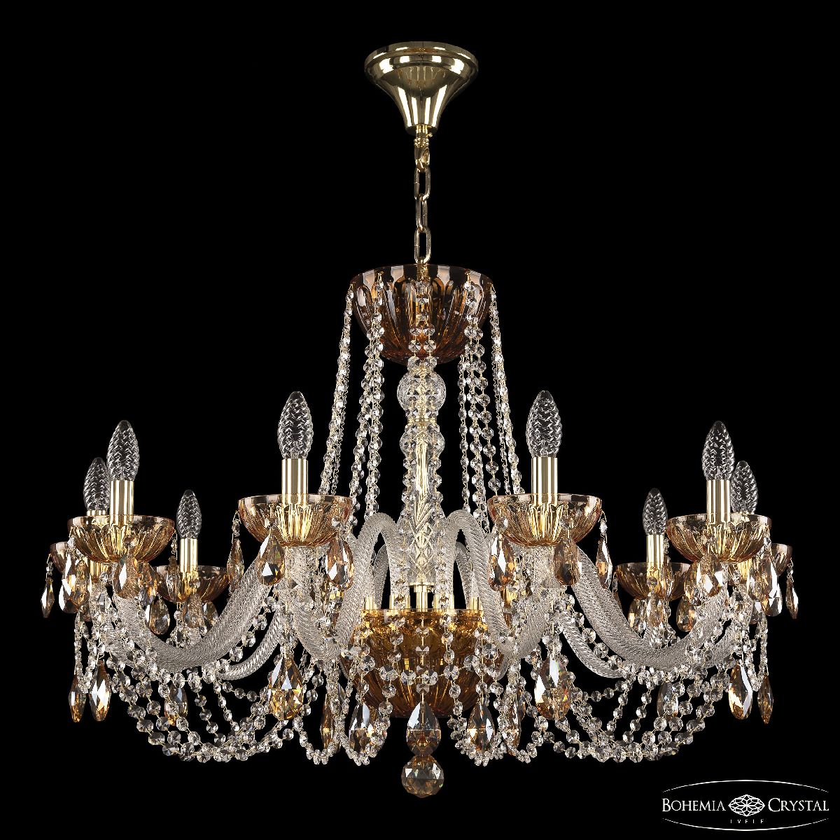 Подвесная люстра Bohemia Ivele Crystal 5402/10/300 G Amber/M-1H K721