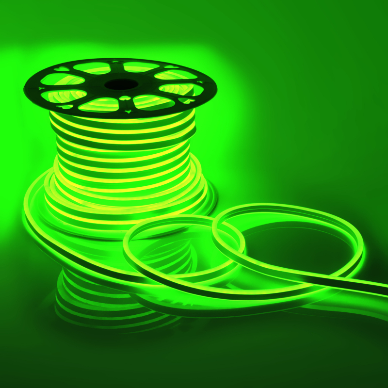 Светодиодный неон двухсторонний Apeyron 220В 6Вт/м smd2835 108д/м IP65 150Лм/м 50м зеленый 10-79
