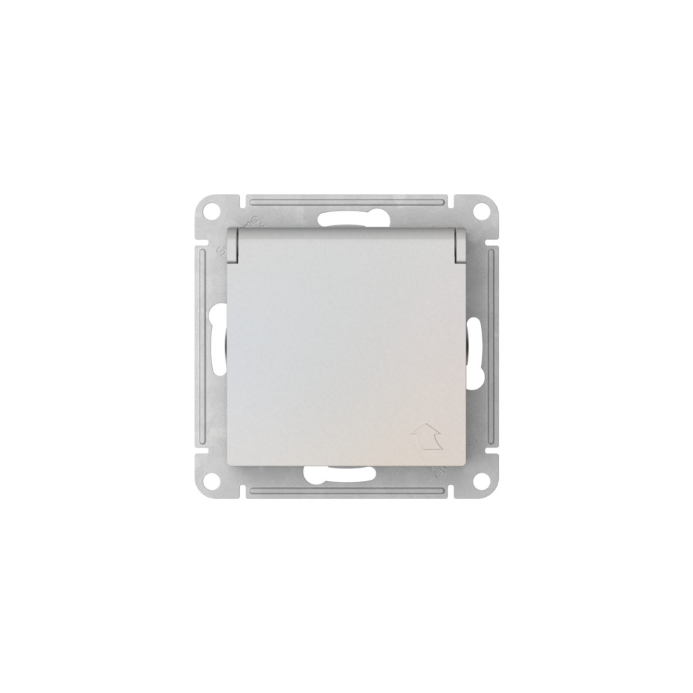 Розетка с заземл. со шторк. с крышкой, 16А, IP20,мех., быстрозажим. Клем Systeme Electric AtlasDesign Жемчуг ATN000446S