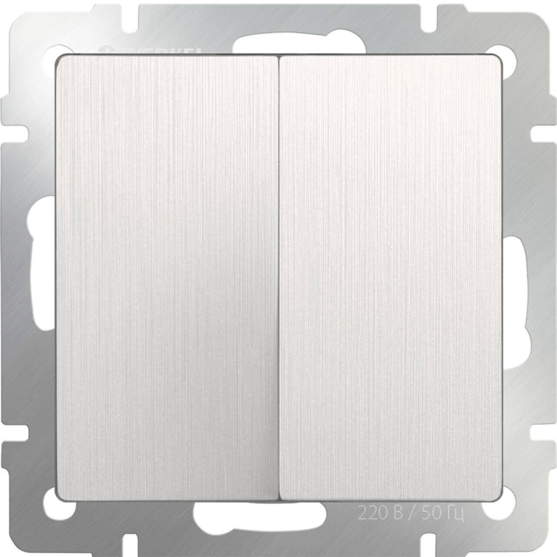 Выключатель Werkel двухклавишный перламутровый рифленый WL13-SW-2G 4690389124419