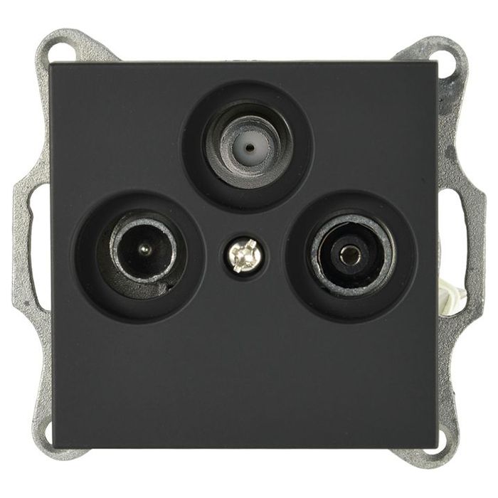 Розетка Jasmart TV-FM-SAT оконечная W с накладкой черный матовый (soft touch) G6206PB