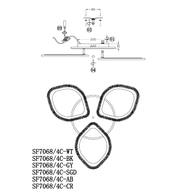 Потолочная люстра Seven Fires Lejv SF7068/4C-SGD-BL