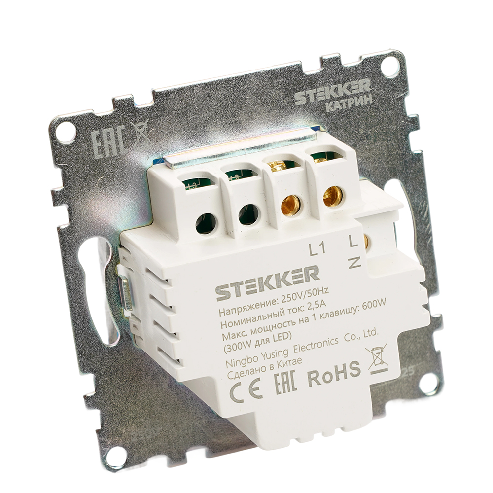 Выключатель 1-клавишный сенсорный (механизм) Stekker Катрин 50274