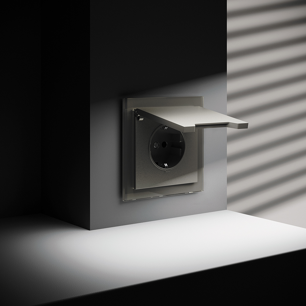 Розетка с защитными шторками и крышкой Voltum S70 VLS040304 (шелк)