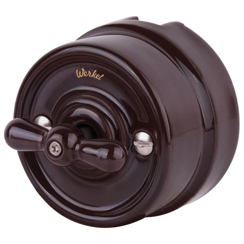 Переключатель Werkel одноклавишный Retro коричневый WL18-01-03 4690389100680