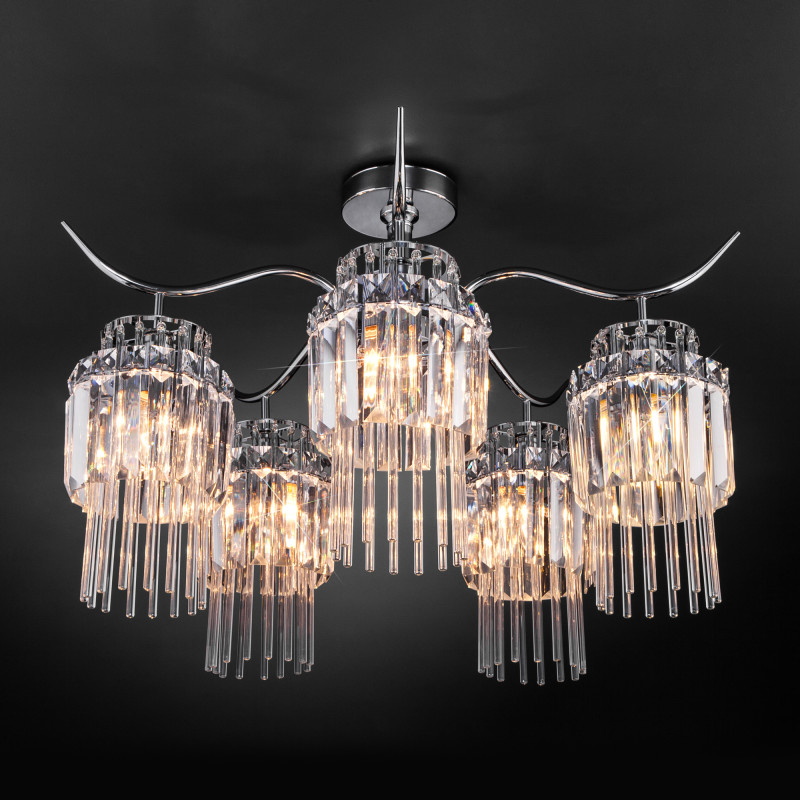 Люстра на штанге Eurosvet Sevilia 10119/5 хром/прозрачный хрусталь Strotskis