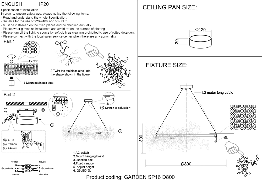 Подвесная люстра Crystal Lux GARDEN SP16 D800 GOLD