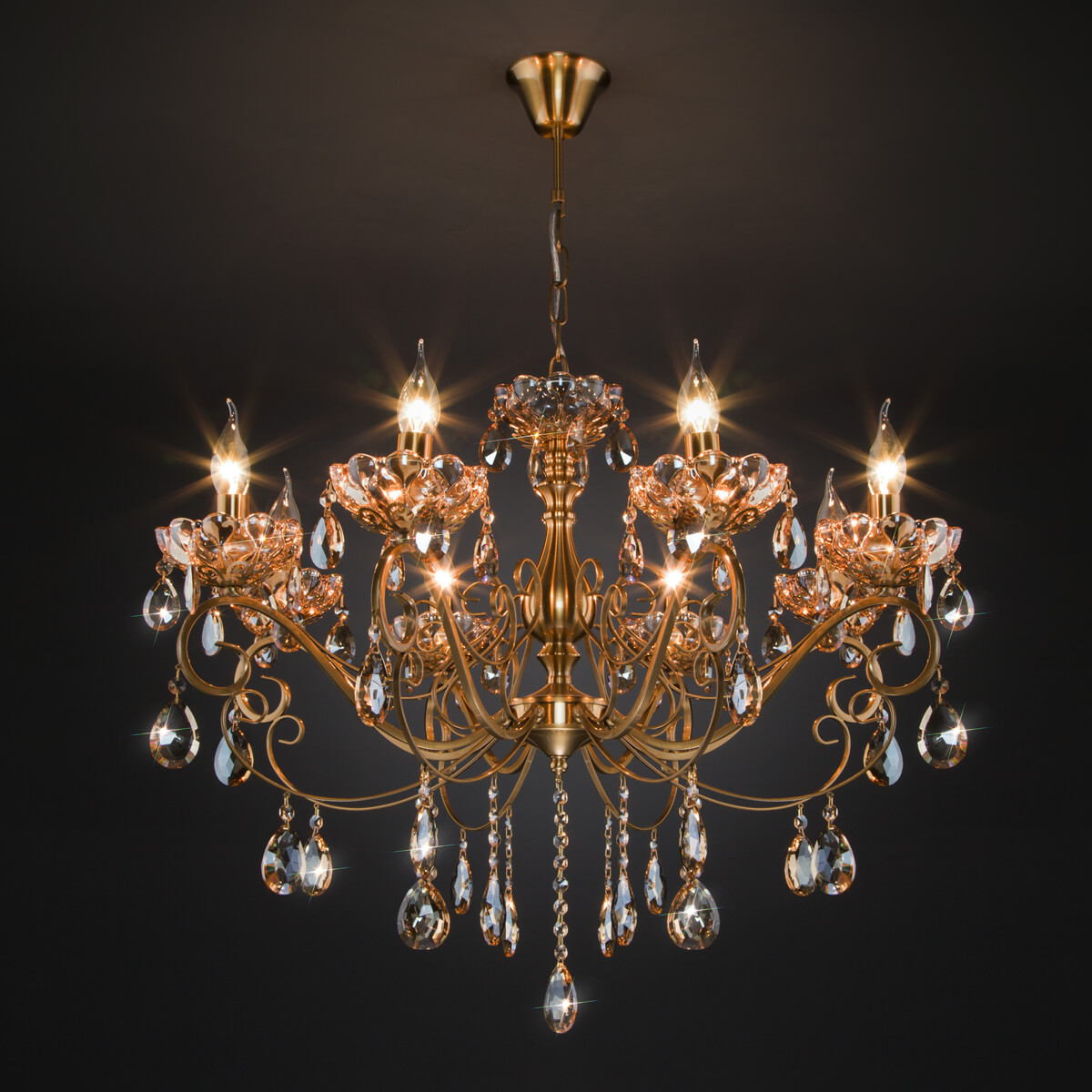 Подвесная люстра Eurosvet 10109/8 бронза/тонированный хрусталь Strotskis