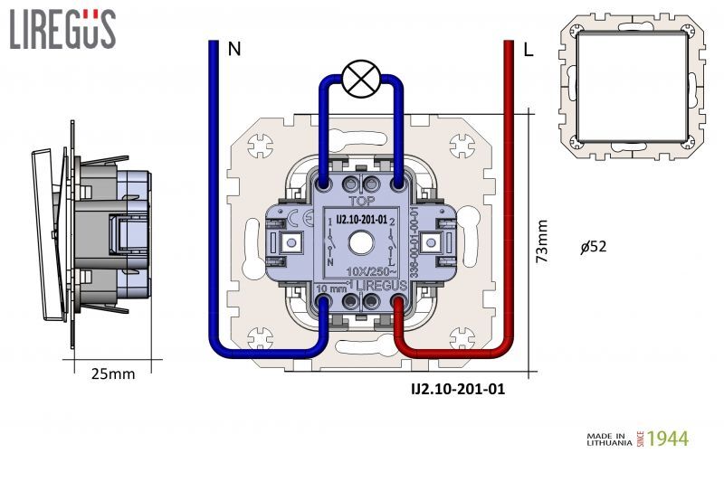 Выключатель двухполюсной импульсный Liregus Retro 29-204