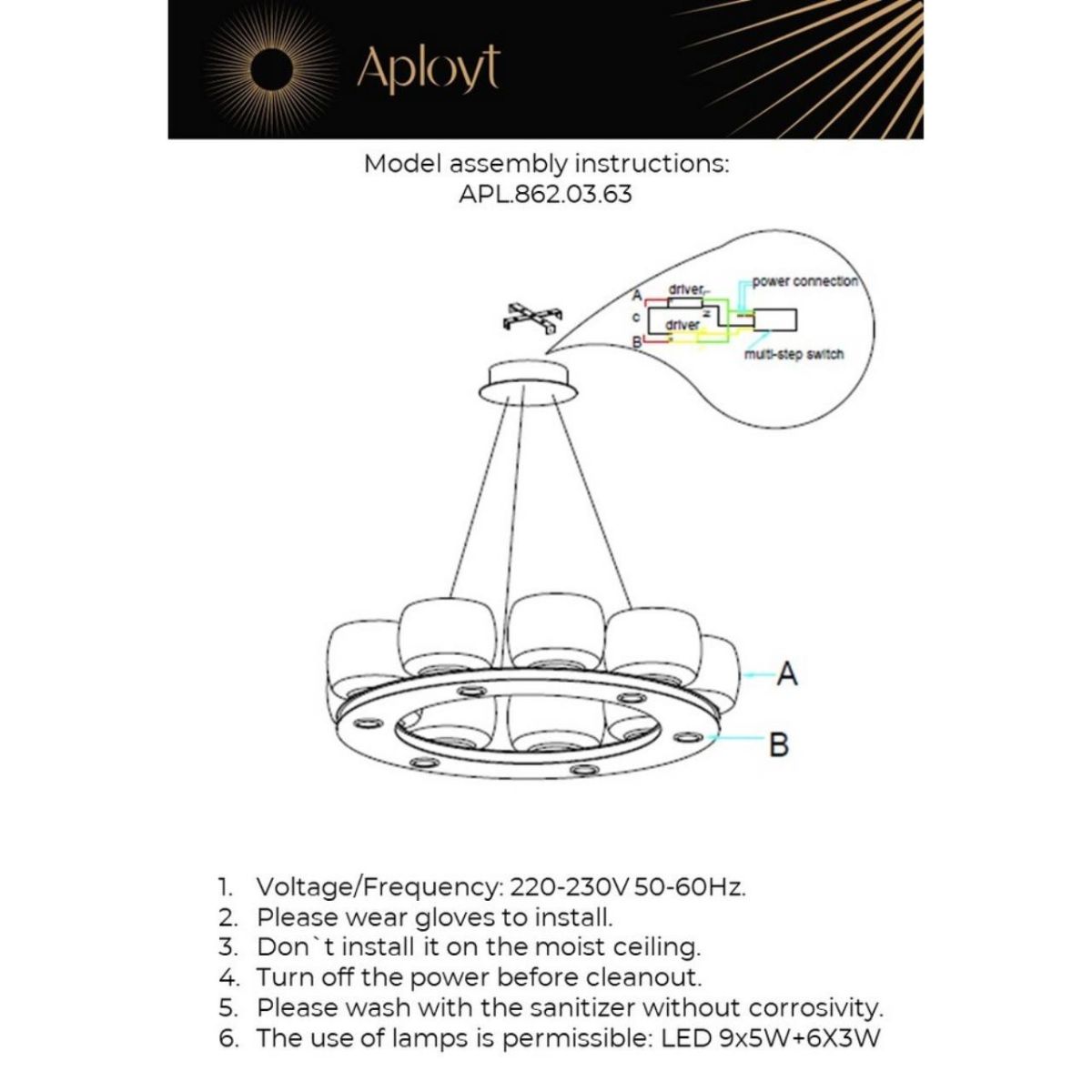 Подвесная люстра Aployt Yudzheni APL.862.03.63