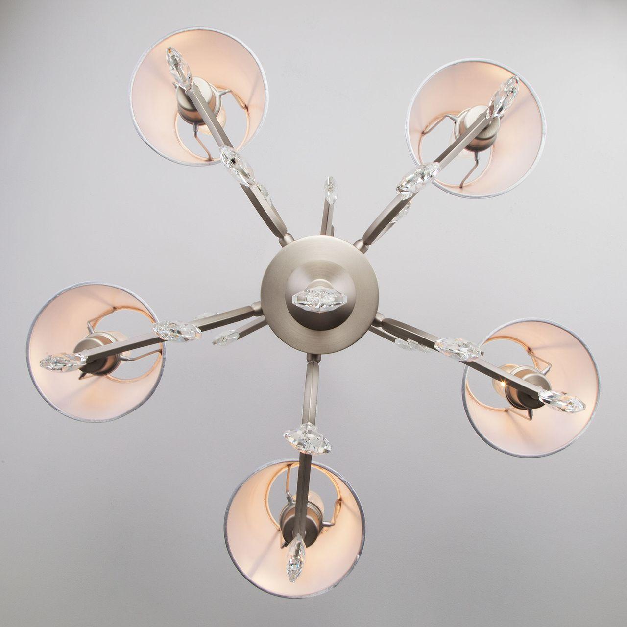 Подвесная люстра Eurosvet Aurelia 10089/5 сатин-никель/прозрачный хрусталь Strotskis