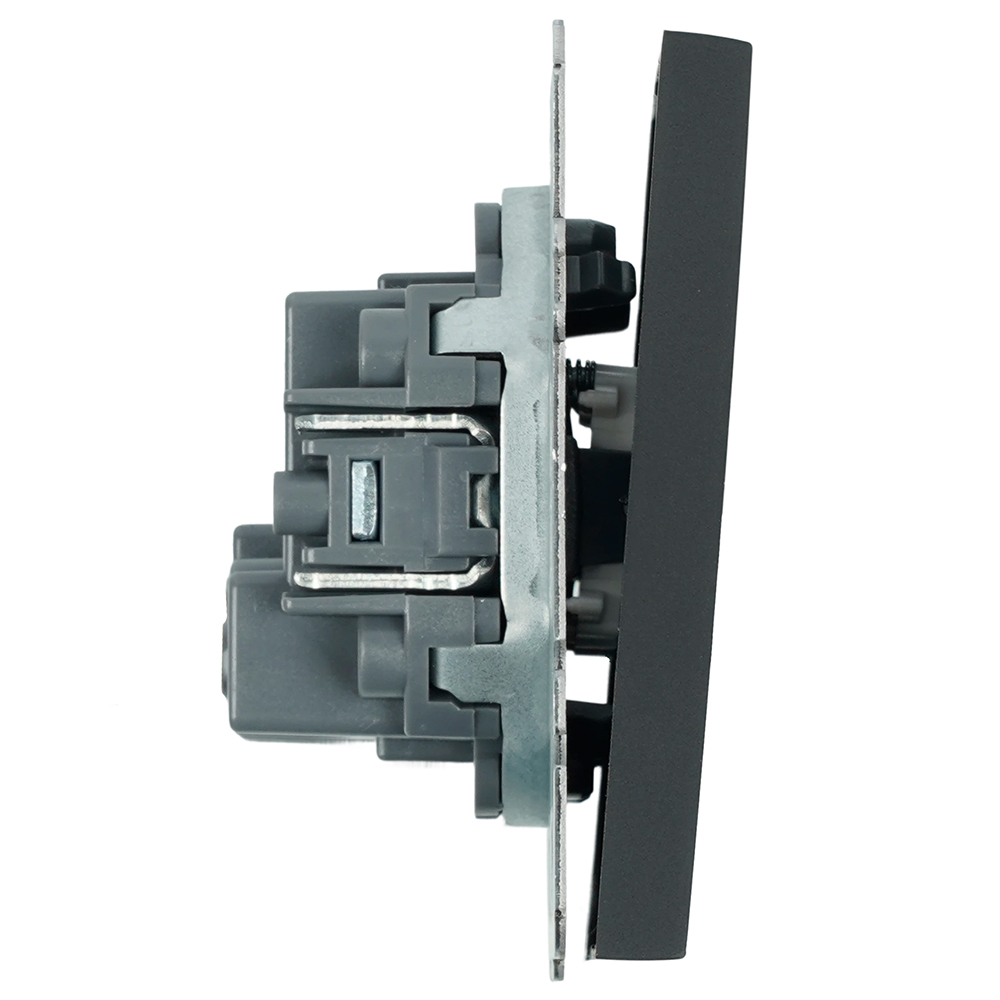 Выключатель 2-клавишный самовозвратный (механизм) Stekker Эмили 250В 10А RSW10-5113-05 черный уголь soft touch 50327