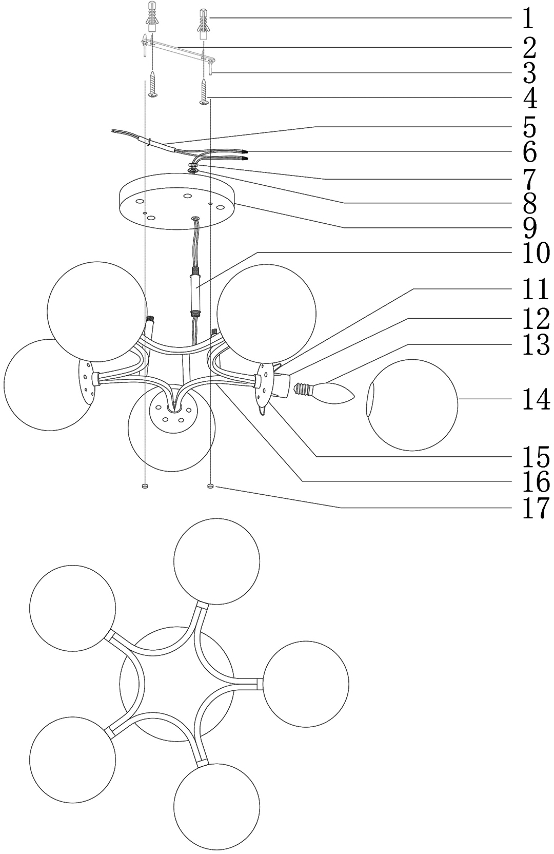 Потолочная люстра Moderli Circle V1152-5C