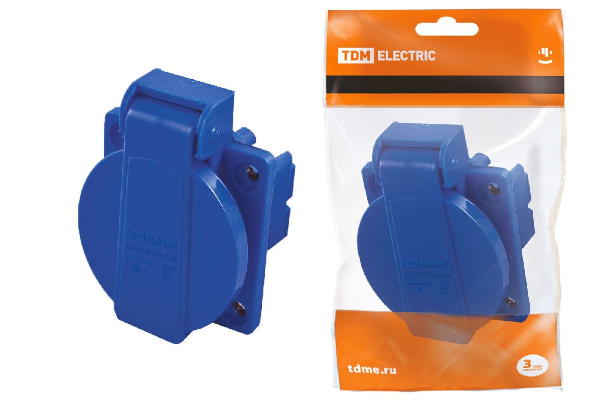 Розетка панельная РП10-3 скрытая с крышкой TDM Electric SQ0606-0001