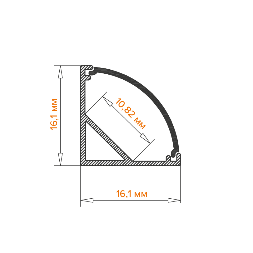 Профиль накладной Wolta WAP-S-16/16/2000-B