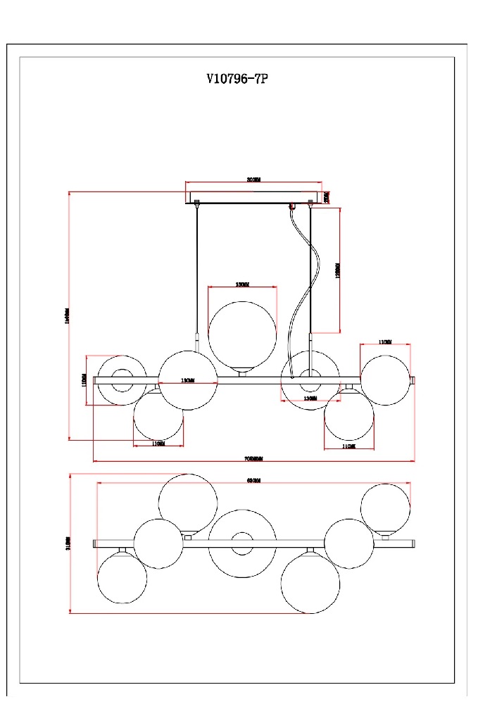 Подвесная люстра Moderli Renny V10796-7P