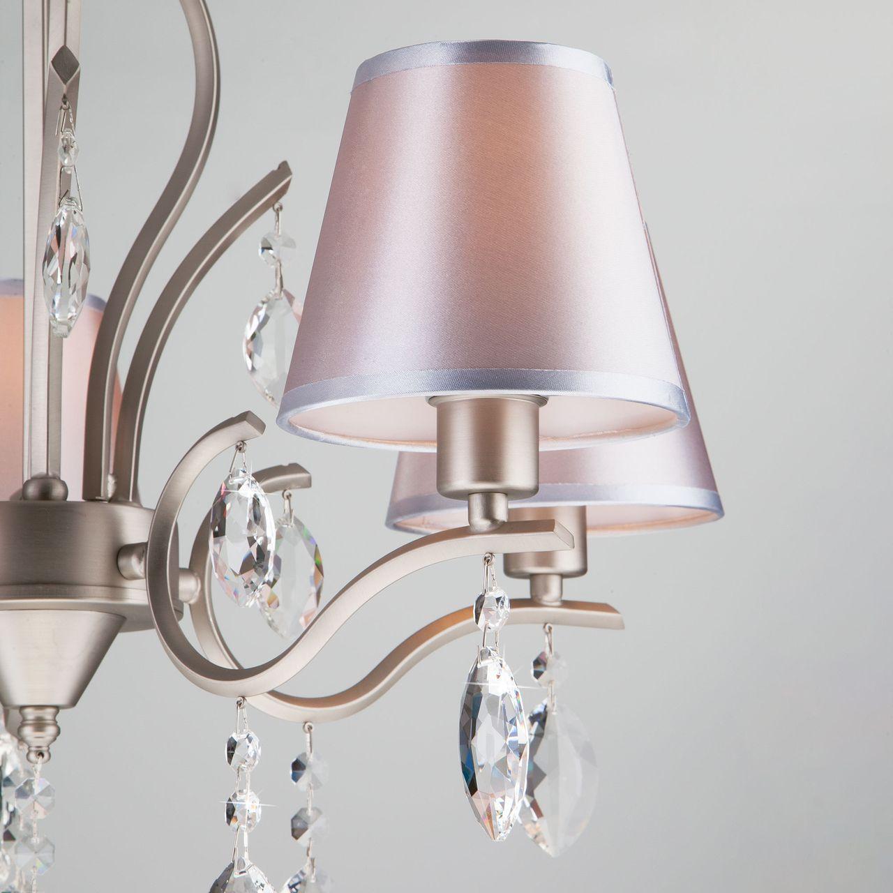 Подвесная люстра Eurosvet Aurelia 10089/5 сатин-никель/прозрачный хрусталь Strotskis