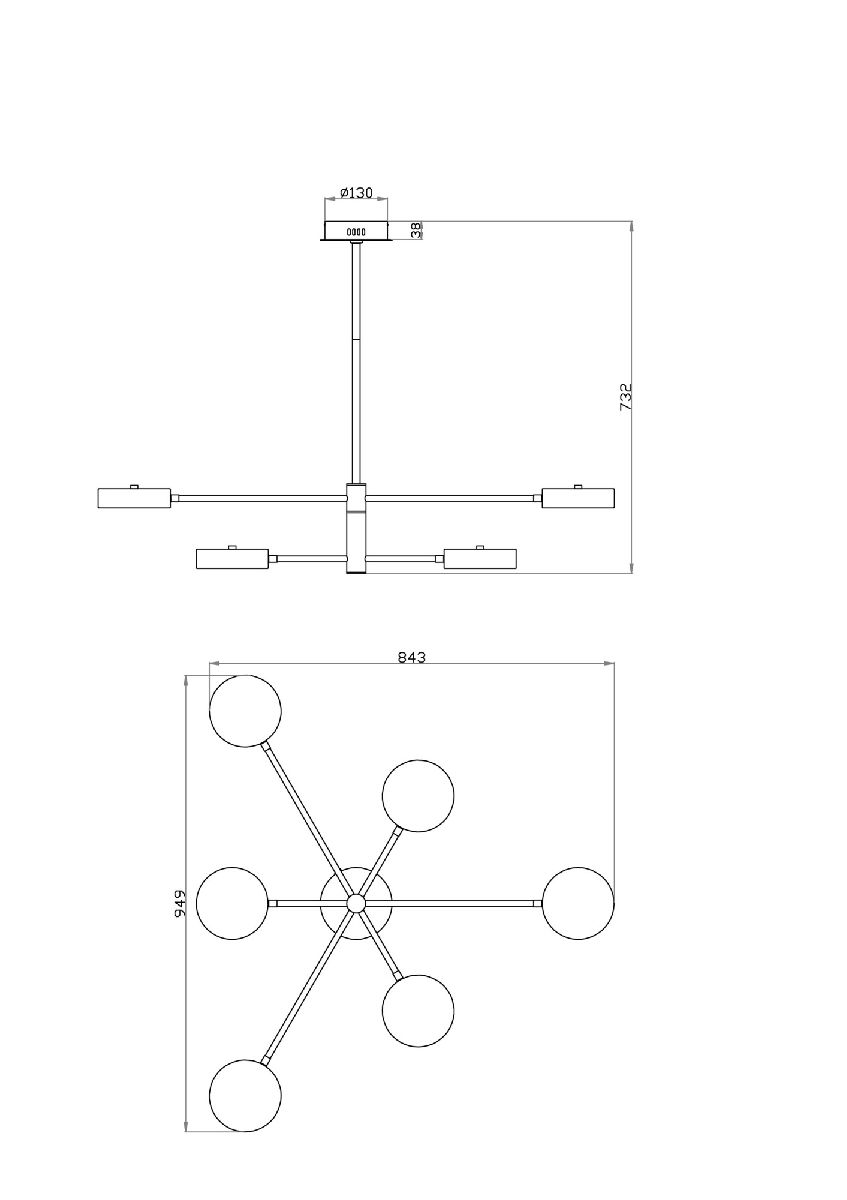 Люстра на штанге Freya Tibo FR6048CL-L6GR