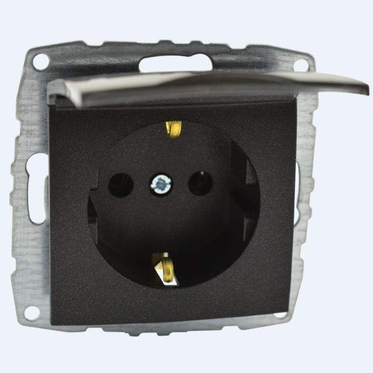 Розетка с заземлением с крышкой Mono Electric Despina-Larissa 16А 250В графит 500-002021-118