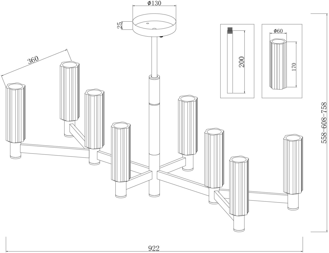 Люстра на штанге Freya Ambra FR5167PL-08BS
