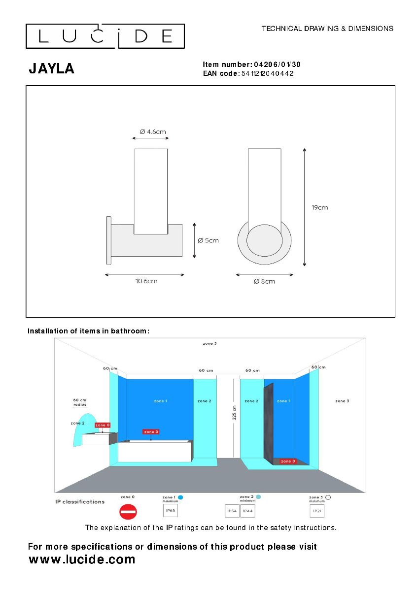 Настенный светильник Lucide Jayla 04206/01/30