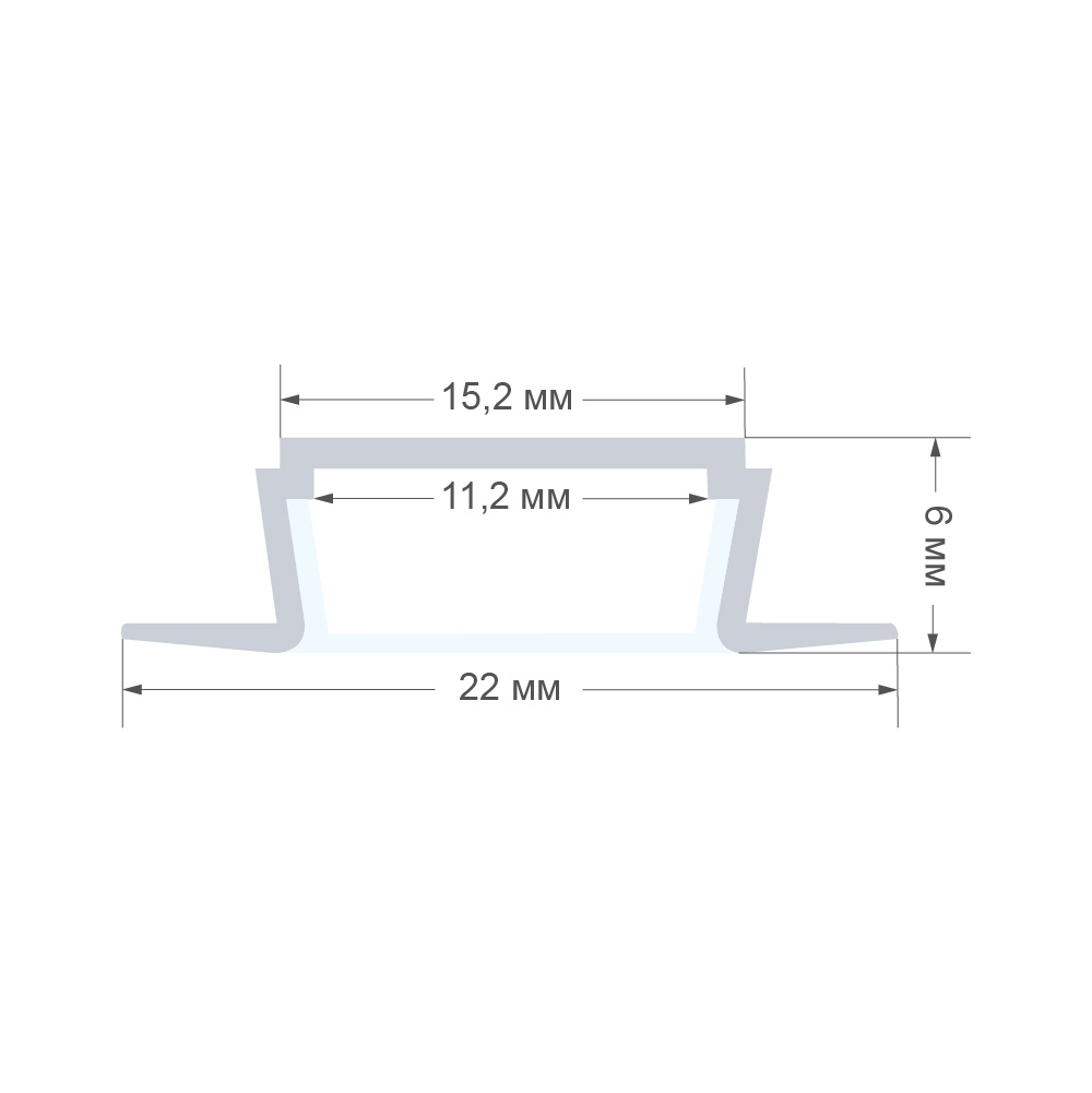 Профиль встраиваемый Apeyron ширина ленты до 10мм (рассеиватель, заглушки - 2шт) 08-02