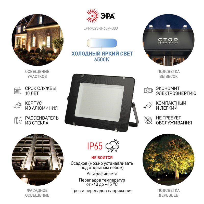 Прожектор Эра LPR-023-0-65K-300 Б0050955