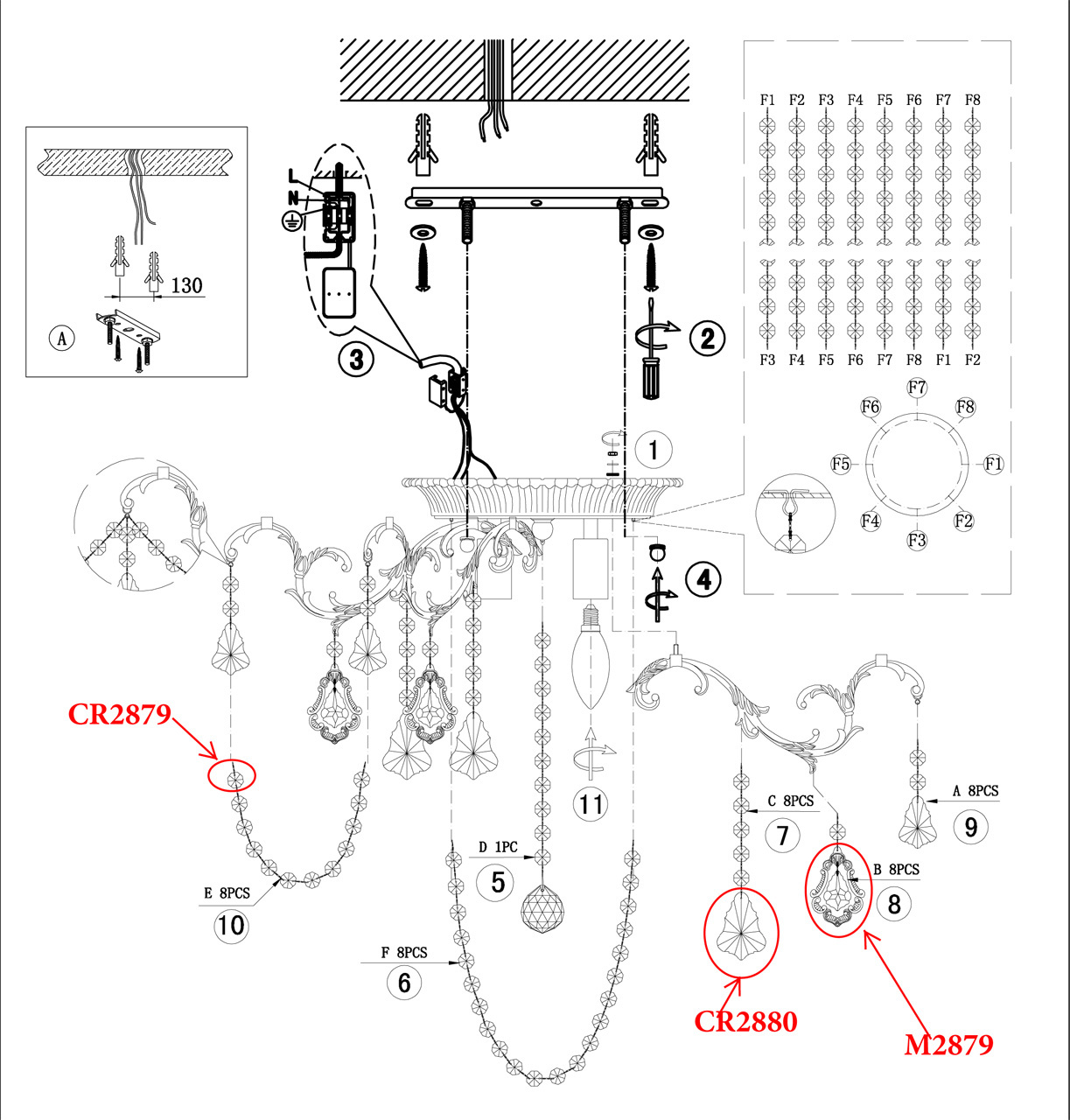 Потолочная люстра Odeon Light Gardia 2879/4C