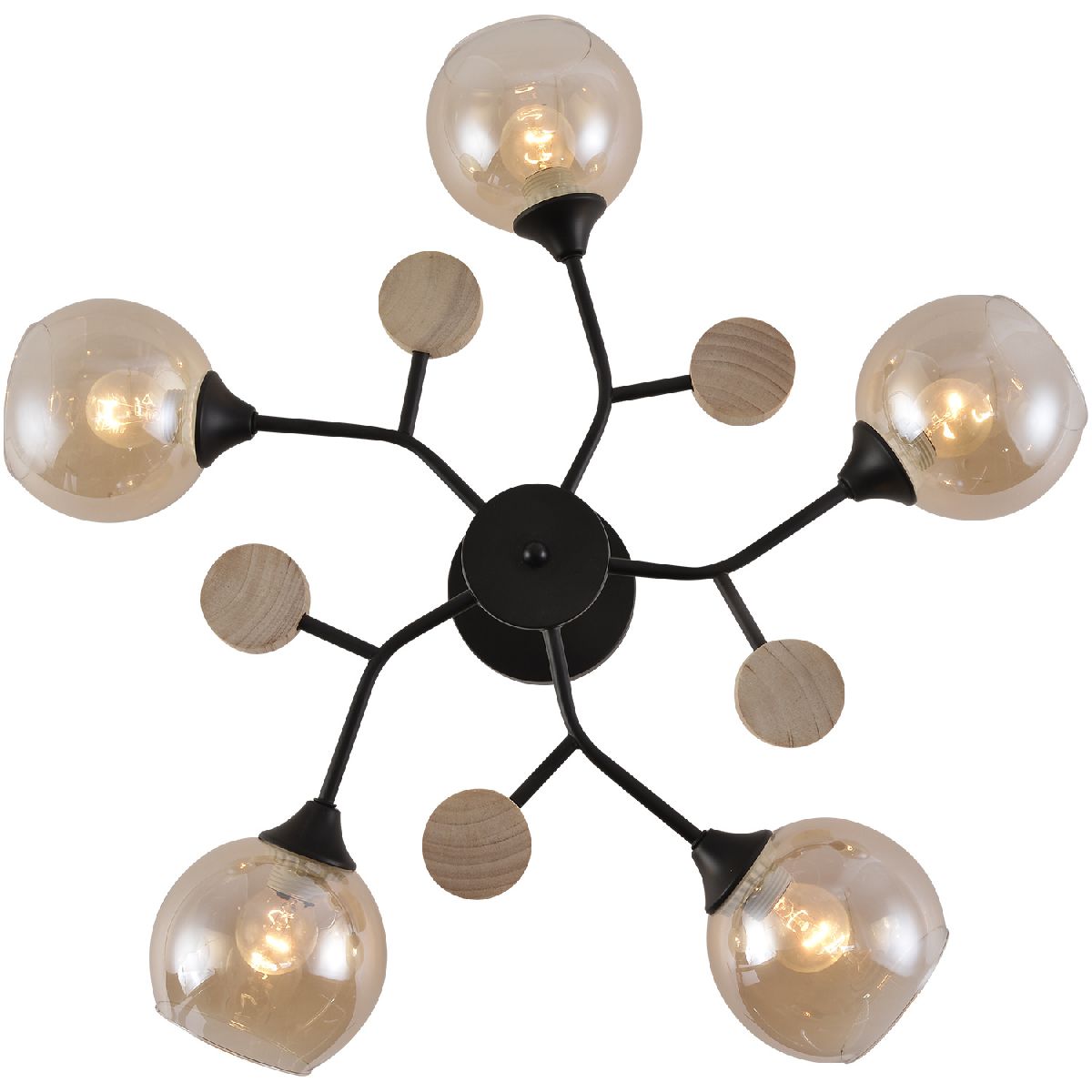 Люстра на штанге Reluce 01501-0.3-05 BK+WOOD