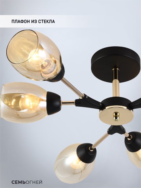 Люстра на штанге Seven Fires Inesh SF3368/6C-BK-FGD-AM