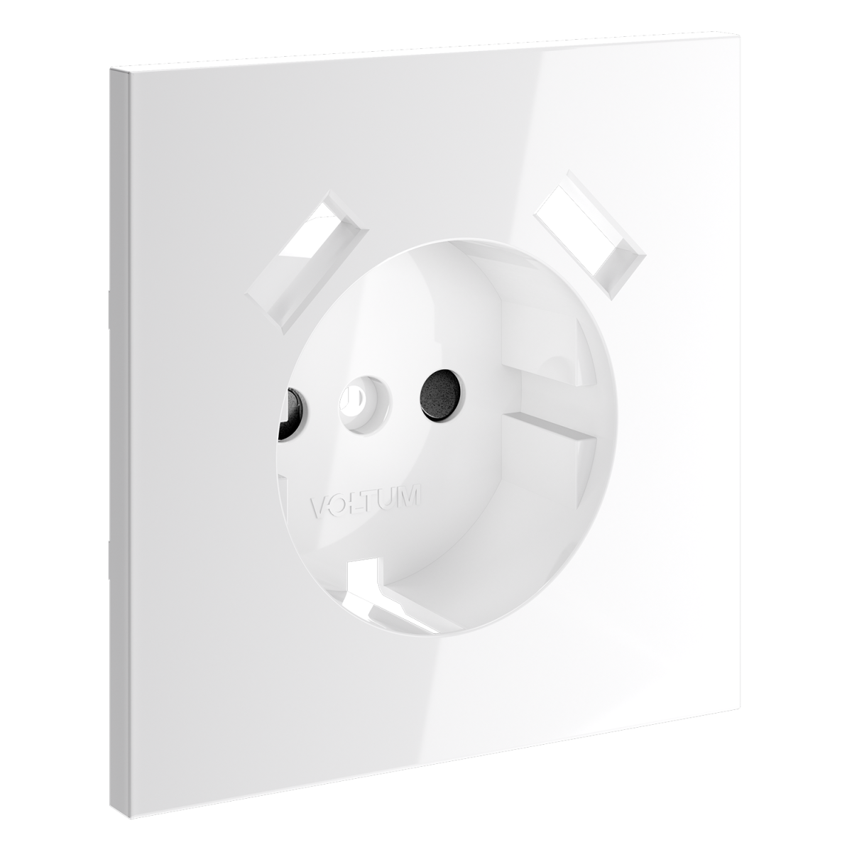 Накладка для розетки с заземлением и защитными шторками, с USB A+A Voltum S70 (белый глянцевый) VLS000901