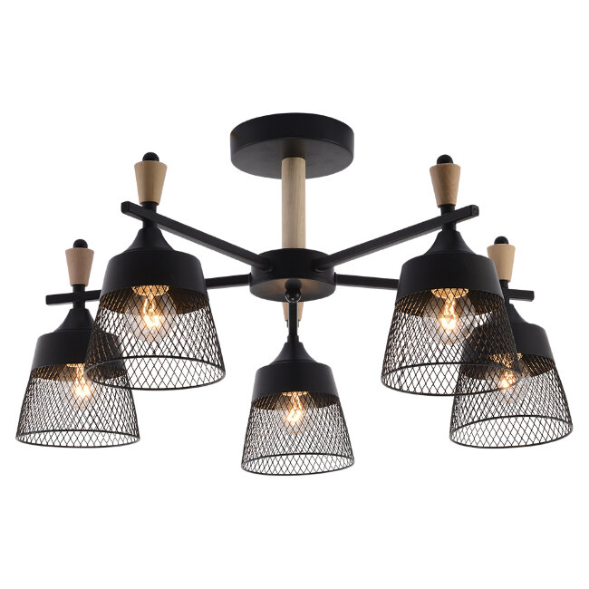 Люстра на штанге Seven Fires Olban SF3389/5C-BK-WD