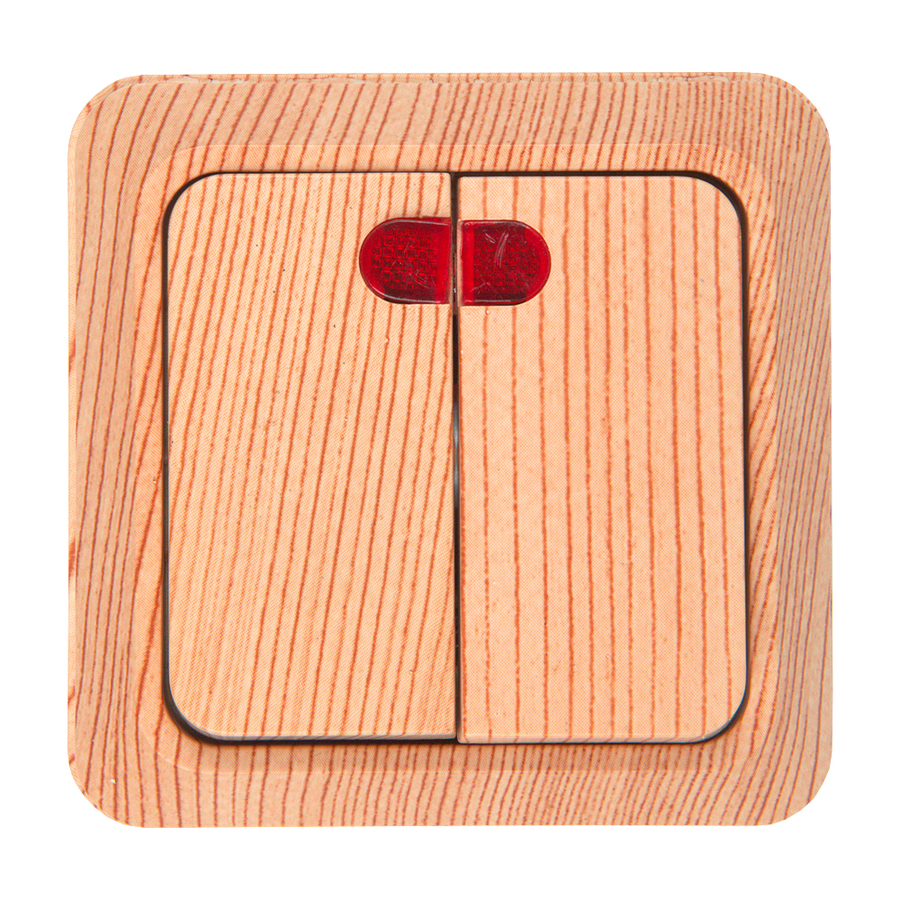 Выключатель 2-клавишный с подсветкой General Альфа 477085