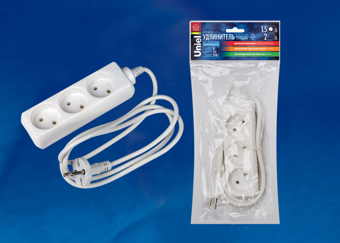 Удлинитель (02856) 3гн х 1,5м б/з Uniel Standard S-CD3-1,5