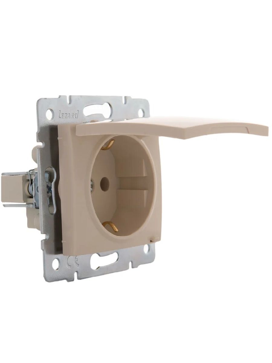 Розетка с/з с крышкой Lezard Karina 707-0388-123B