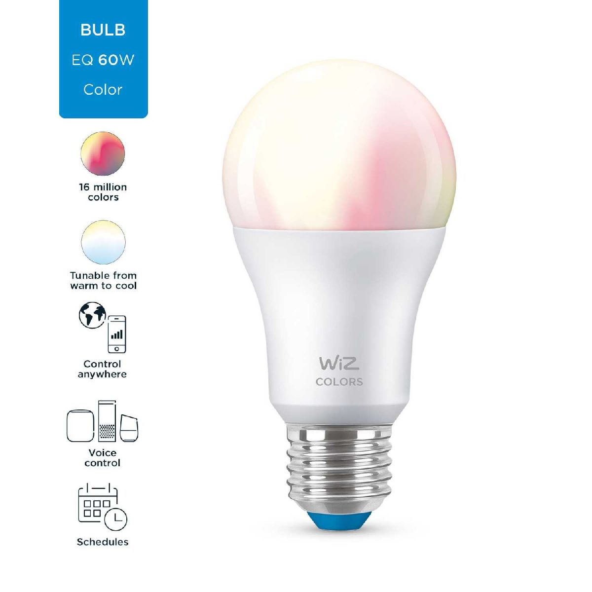 Умная светодиодная лампа Wiz Wi-Fi BLE60WA60E27922-65RGB1PF/6 E27 7W 2200/6500K 929002383602