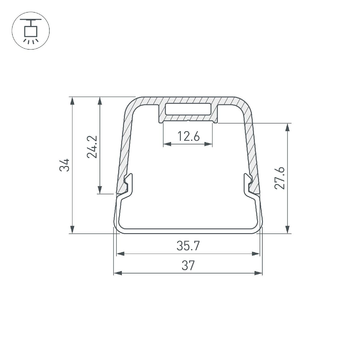 Профиль с экраном Arlight LINE-D-3734-2000 TETRA OLIVE GREY+OPAL 055098