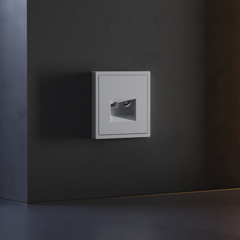 Накладка для розетки TV+RJ45 кат. 6 Voltum S70 (серый) VLS002716