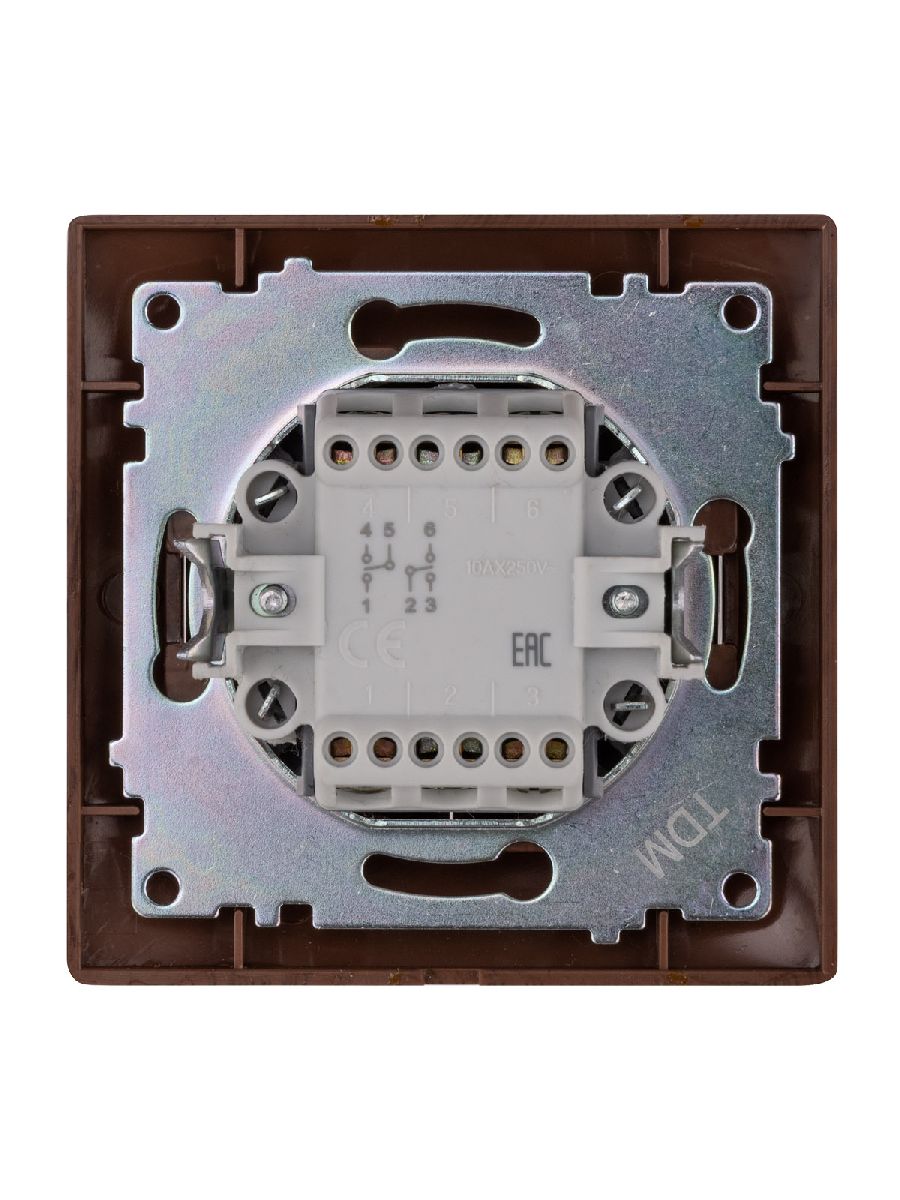 Выключатель двухклавишный на 2 направления Лама TDM Electric SQ1815-0407