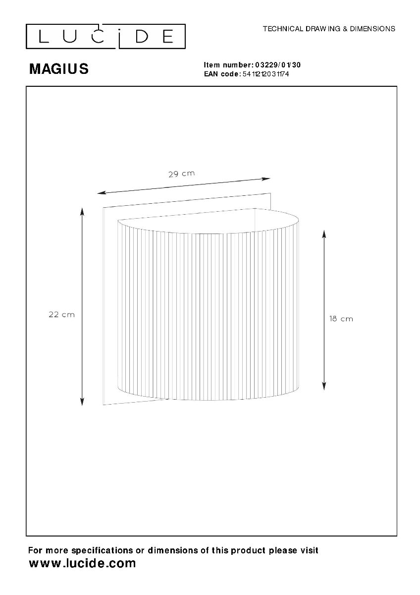 Настенный светильник Lucide Magius 03229/01/30