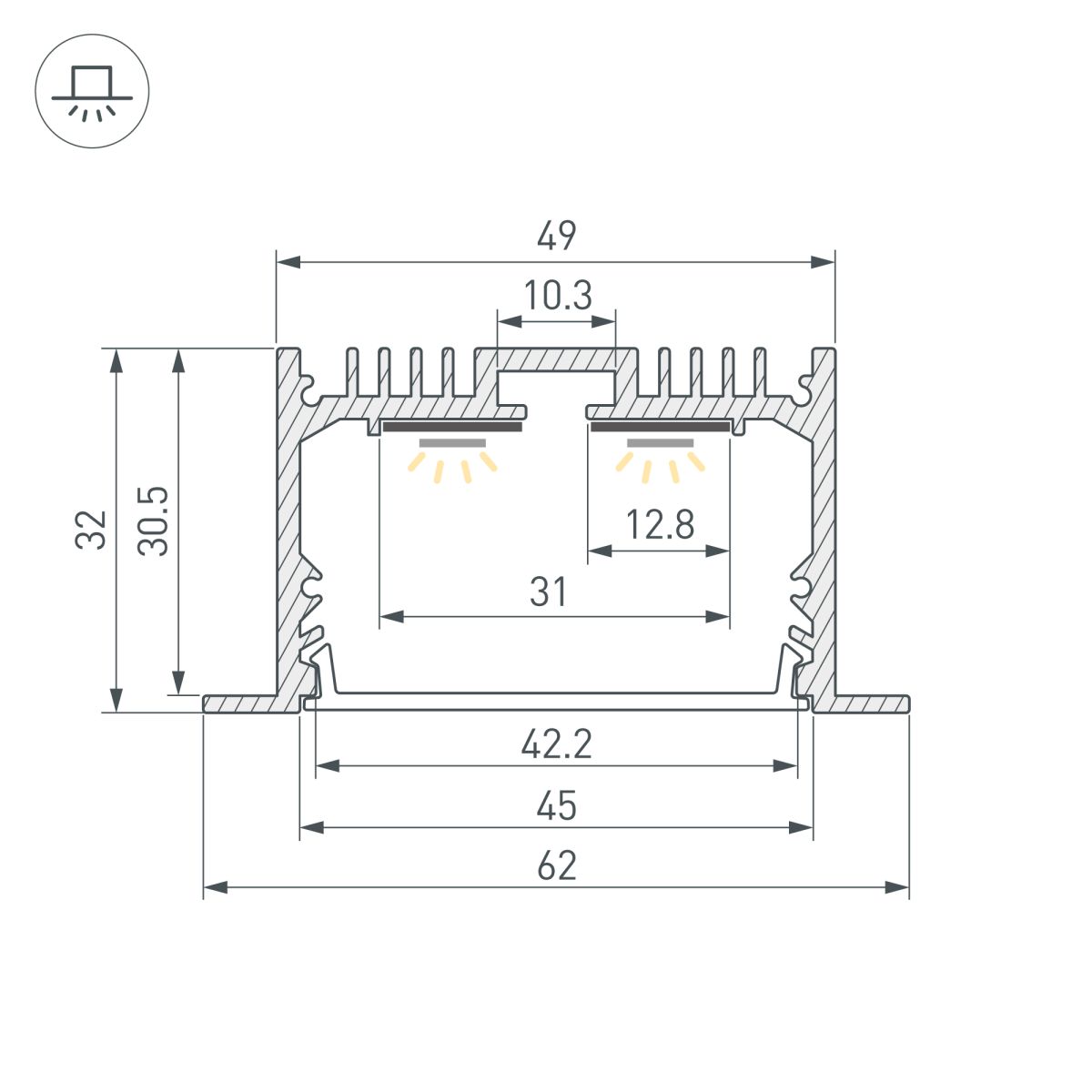 Профиль Arlight SL-LINIA62-F-2000 BLACK (BY) (Алюминий) 062590