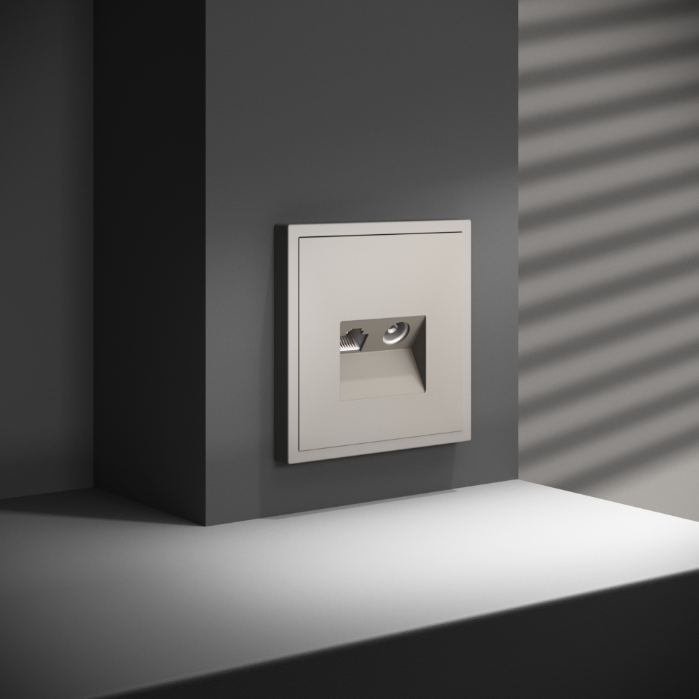 Розетка телевизионная встраиваемая Voltum S70 TV+RJ45 кат. 6, (кашемир) VLS060703