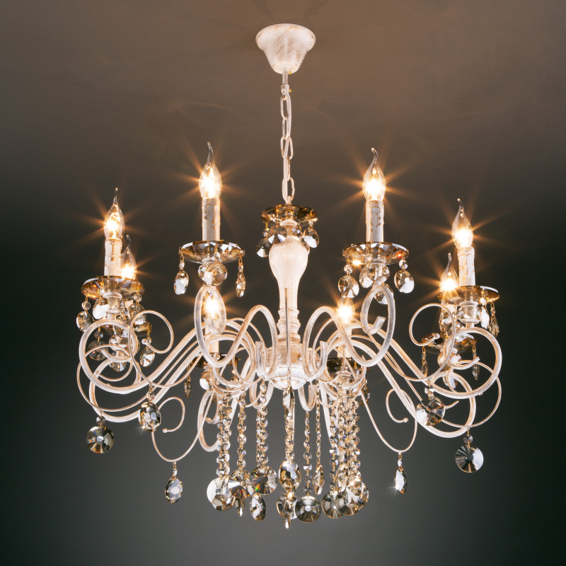 Подвесная люстра Eurosvet 10104/8 белый с золотом/тонированный хрусталь Strotskis