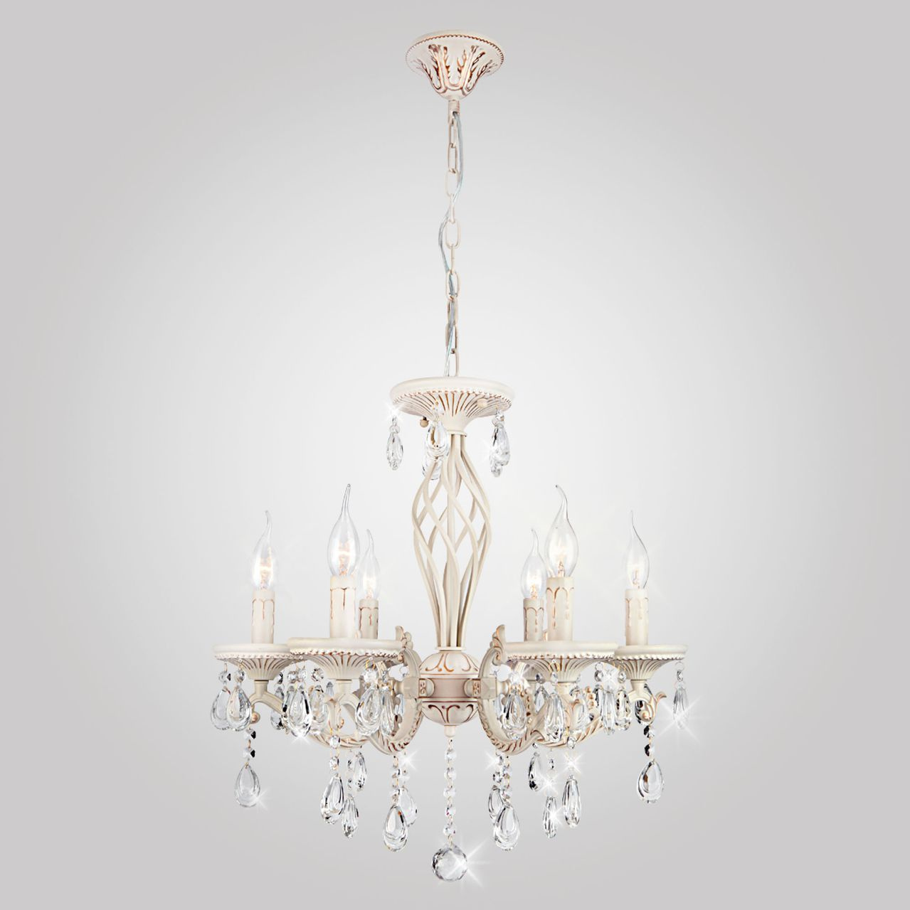 Подвесная люстра Eurosvet Lia 3585/6 белый/прозрачный хрусталь Strotskis